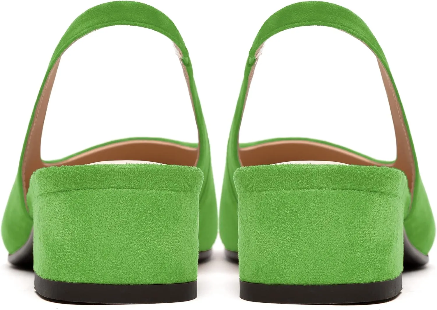 FEMSTEP Womens Dating Sexy Suede Leather Square Toe Slip On Slingback Chunky Low Heel Pumps Shoes 1.5 Inch