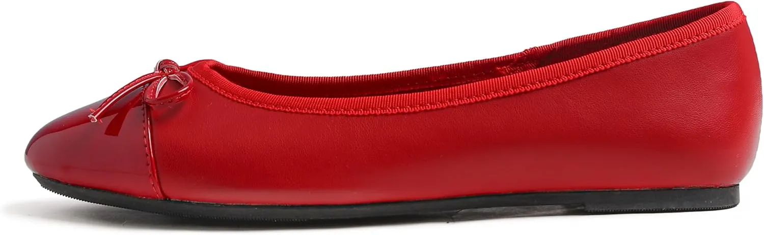 FEVERSOLE Women's Bow Tie Fashion Dress Slip On Shoes Round Toe Ballet Flat