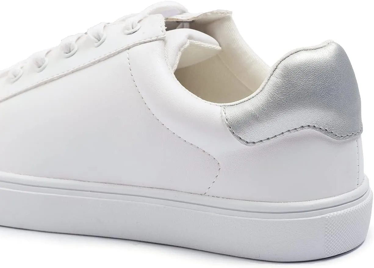 FEVERSOLE Women's Featured PU Leather Colorful Lace Up Sneaker