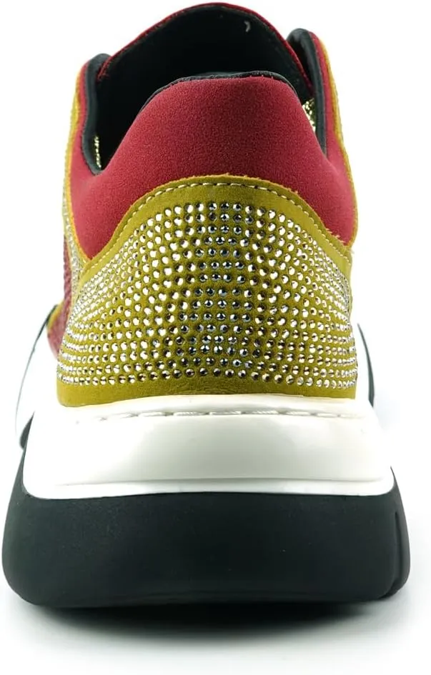 FI-2407 Suede Rhinestones Lace up Sneaker