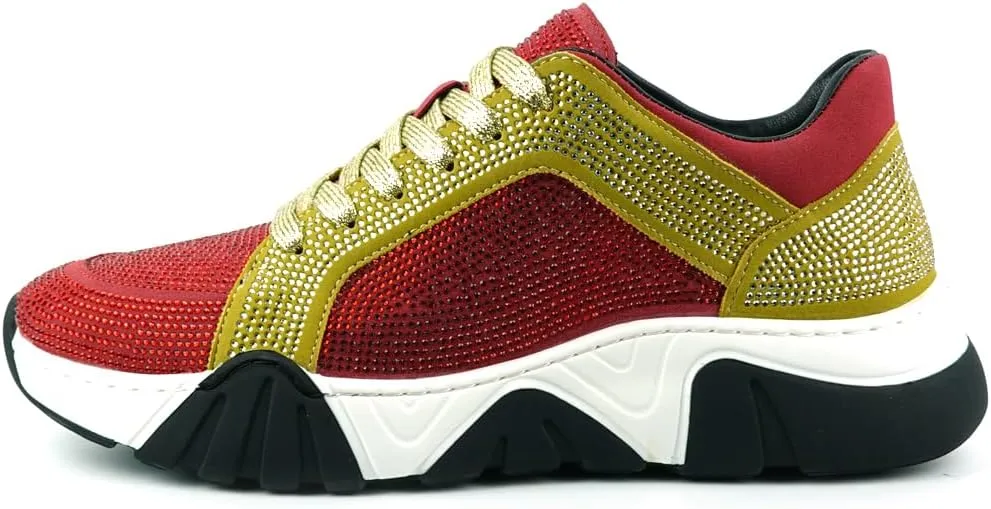 FI-2407 Suede Rhinestones Lace up Sneaker