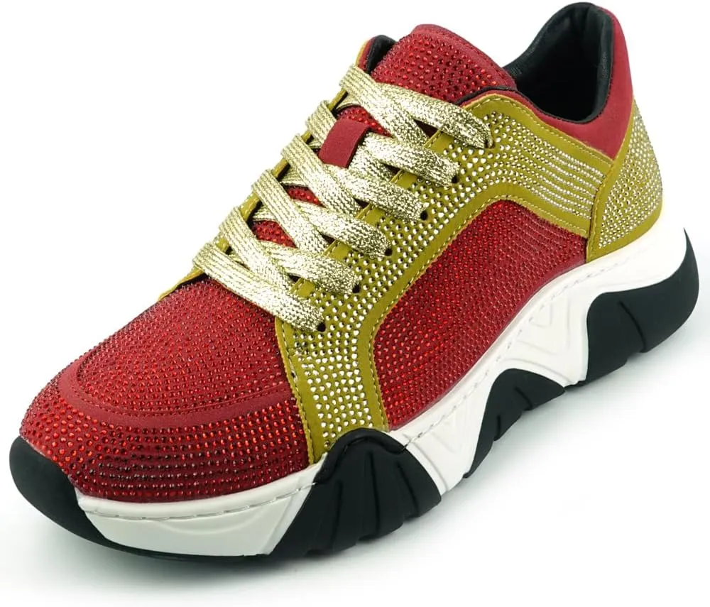 FI-2407 Suede Rhinestones Lace up Sneaker