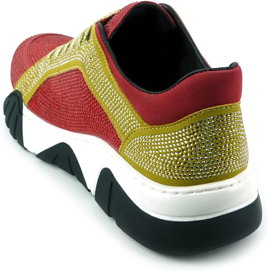 FI-2407 Suede Rhinestones Lace up Sneaker