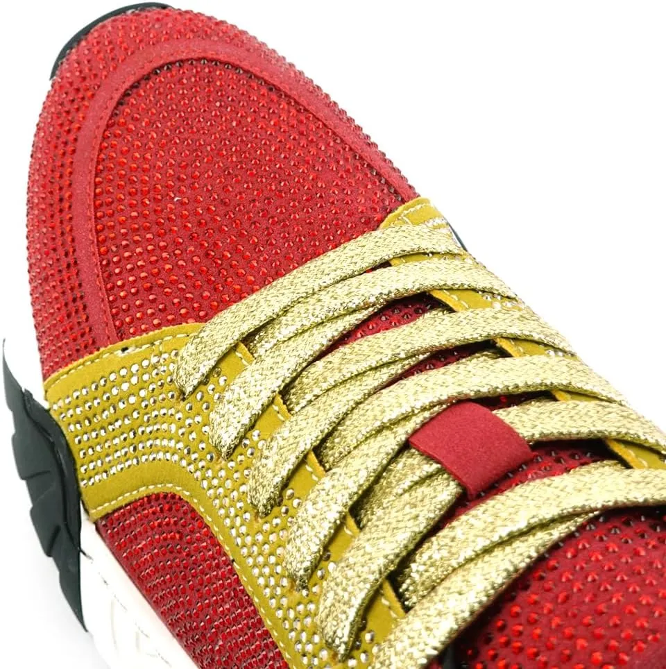 FI-2407 Suede Rhinestones Lace up Sneaker