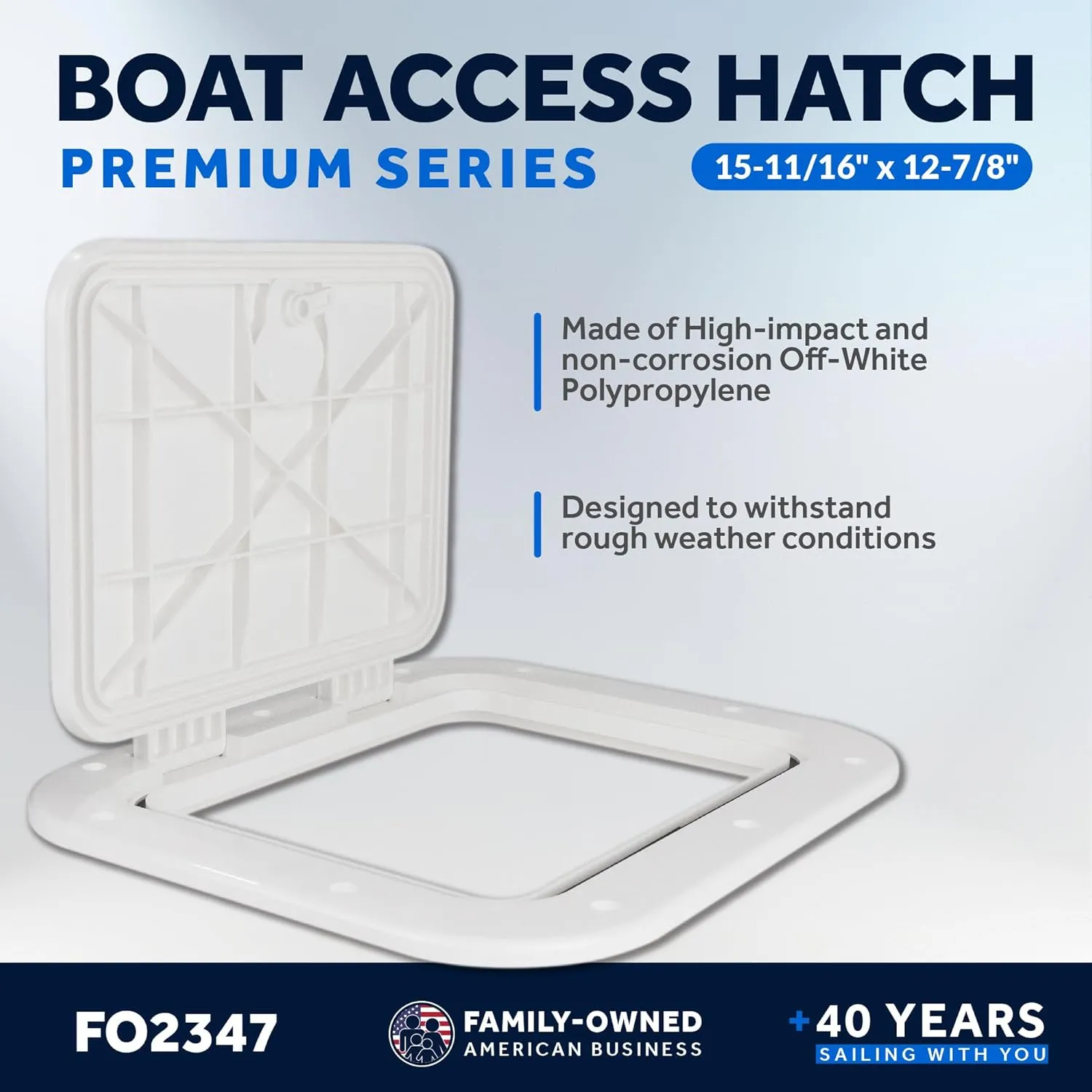 Five Oceans Boat Hatch, Marine Access Hatch, Rectangle Boat Hatch Lid with Locking Slam Latch, Off-White for Boat & Yacht, Multiple Sizes
