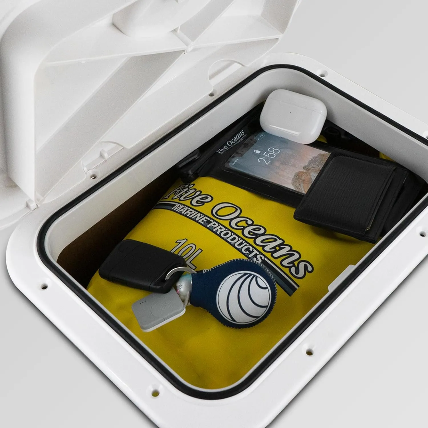 Five Oceans Boat Hatch, Marine Access Hatch, Rectangle Boat Hatch Lid with Locking Slam Latch, Off-White for Boat & Yacht, Multiple Sizes