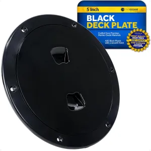 Five Oceans Boat Hatch, Marine Access Hatch, Round Inspection Deck Plate Hatch with Detachable Cover, UV Resistant ABS Black Plastic, for Pontoon, Fishing Boat, Bass Boat, Yacht, Sailboat