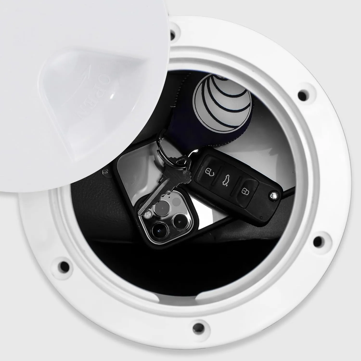 Five Oceans Boat Hatch, Marine Access Hatch, Round Inspection Deck Plate Hatch with Detachable Cover, UV Resistant ABS Off-White Plastic, for Pontoon, Fishing Boat, Bass Boat, Yacht, Sailboat