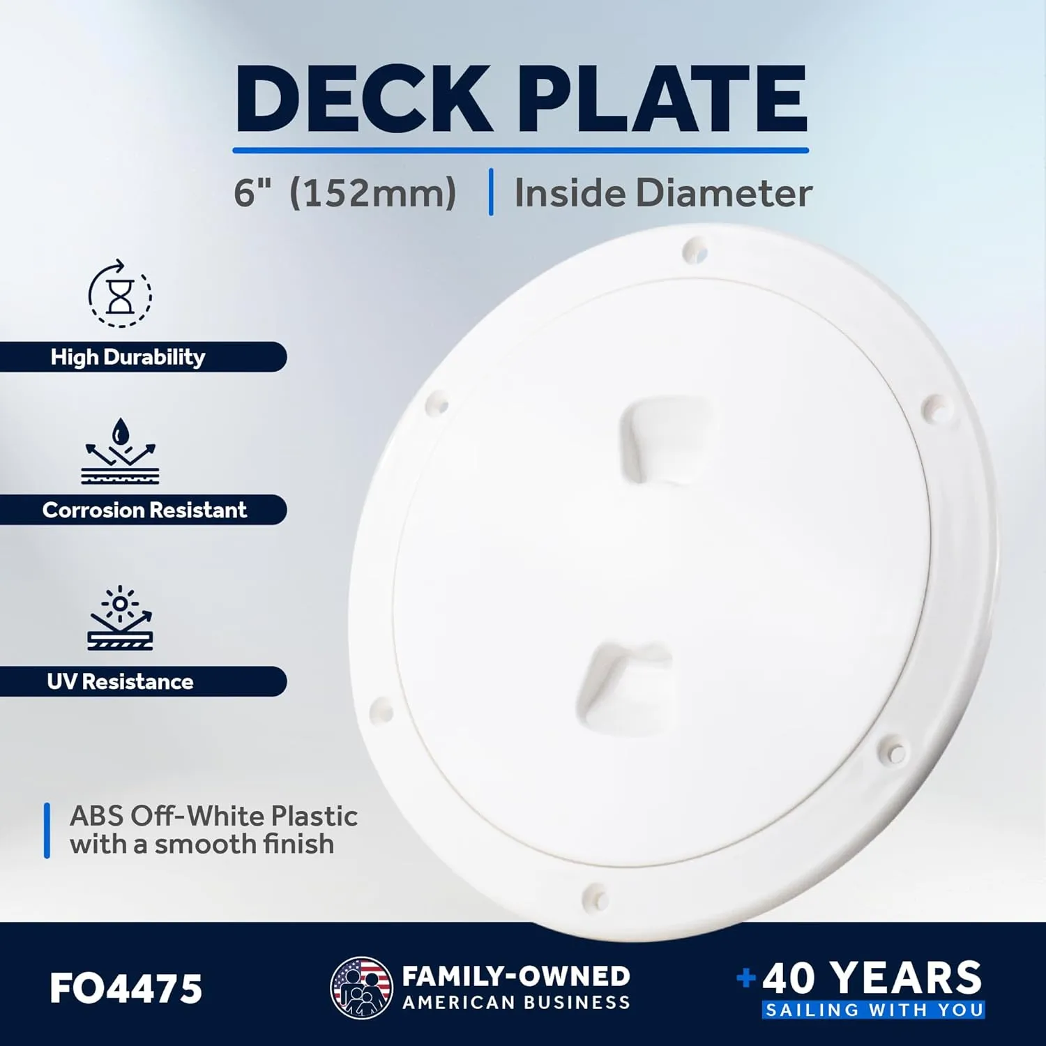 Five Oceans Boat Hatch, Marine Access Hatch, Round Inspection Deck Plate Hatch with Detachable Cover, UV Resistant ABS Off-White Plastic, for Pontoon, Fishing Boat, Bass Boat, Yacht, Sailboat