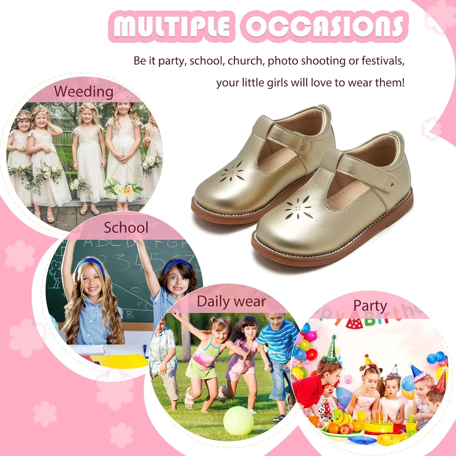 Flaryzone Toddler Little Girl Mary Jane School Uniform Oxfords Flat Dress Shoes
