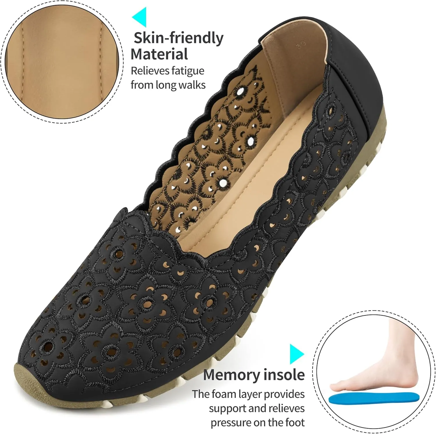 Flats for Women Ballet Shoes: Comfortable Closed Toe Dressy Shoes for Womens Slip on Ballet Flats