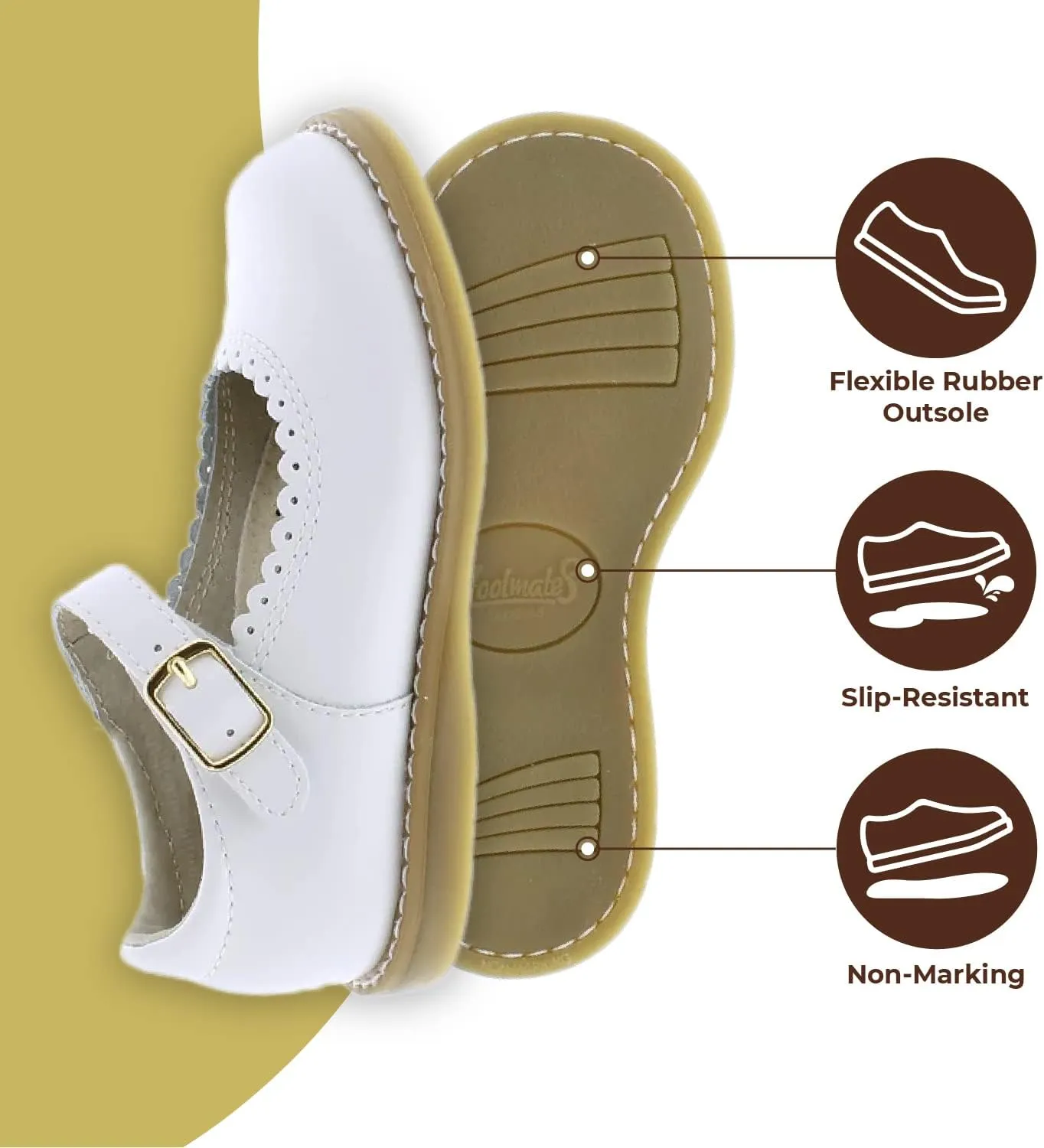 FOOTMATES Allie Leather Mary Jane Shoes for Girls - Girls Dress Shoes with Wide Toe Box, Comfort Insoles, and Non-Slip Non-Marking Outsoles