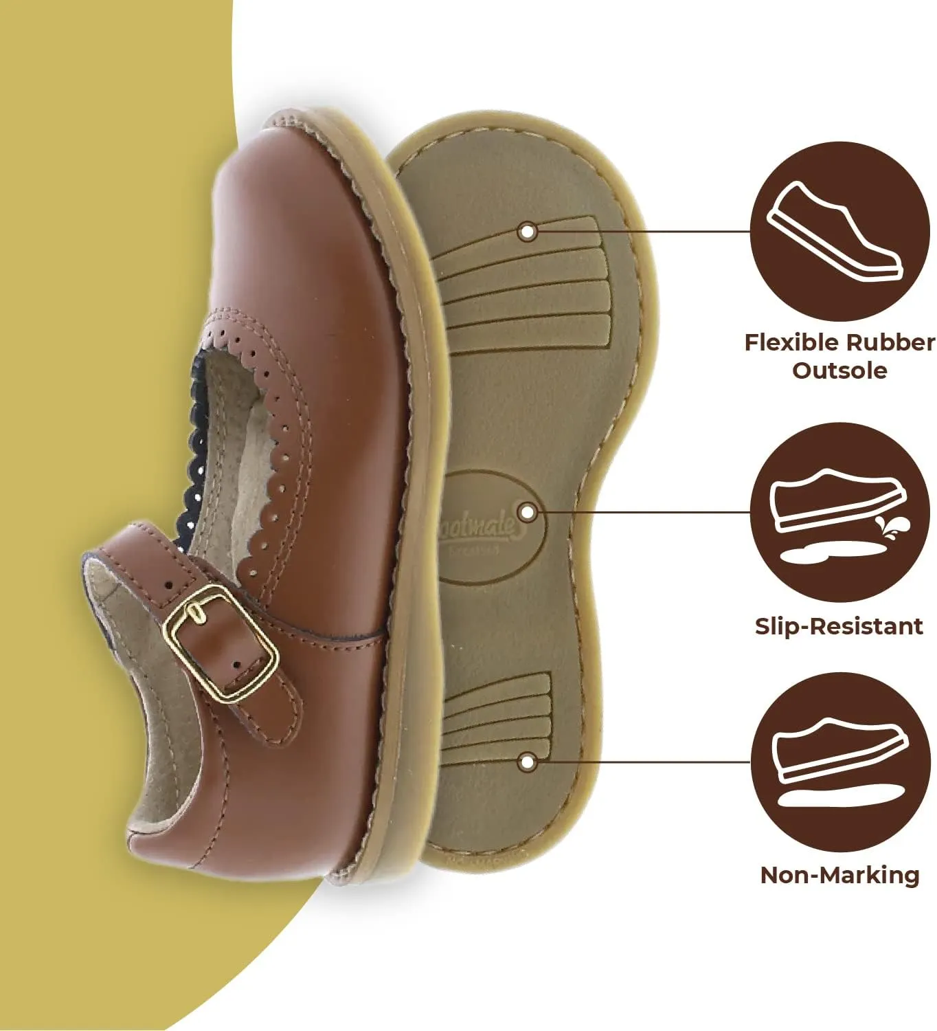 FOOTMATES Allie Leather Mary Jane Shoes for Girls - Girls Dress Shoes with Wide Toe Box, Comfort Insoles, and Non-Slip Non-Marking Outsoles