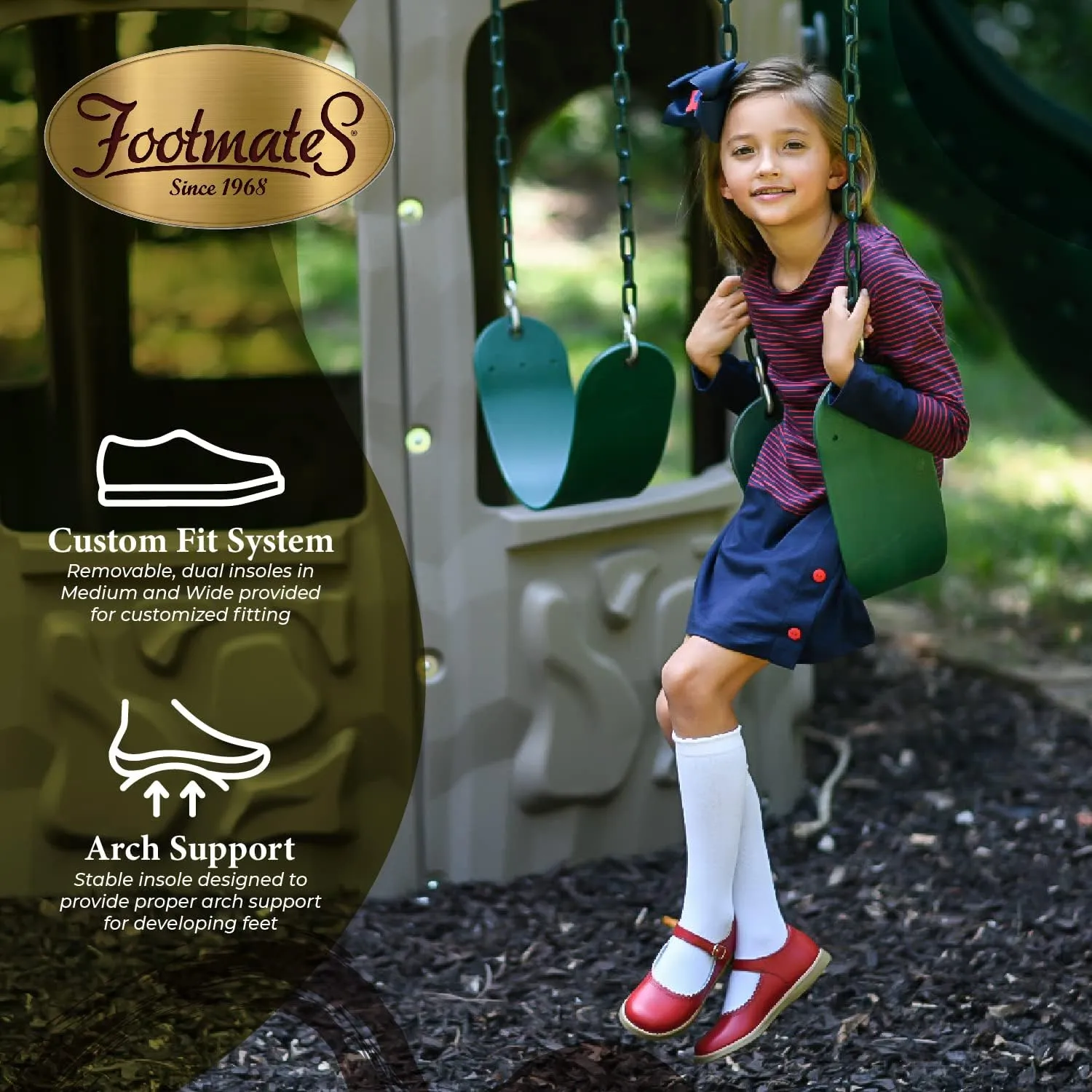 FOOTMATES Allie Leather Mary Jane Shoes for Girls - Girls Dress Shoes with Wide Toe Box, Comfort Insoles, and Non-Slip Non-Marking Outsoles