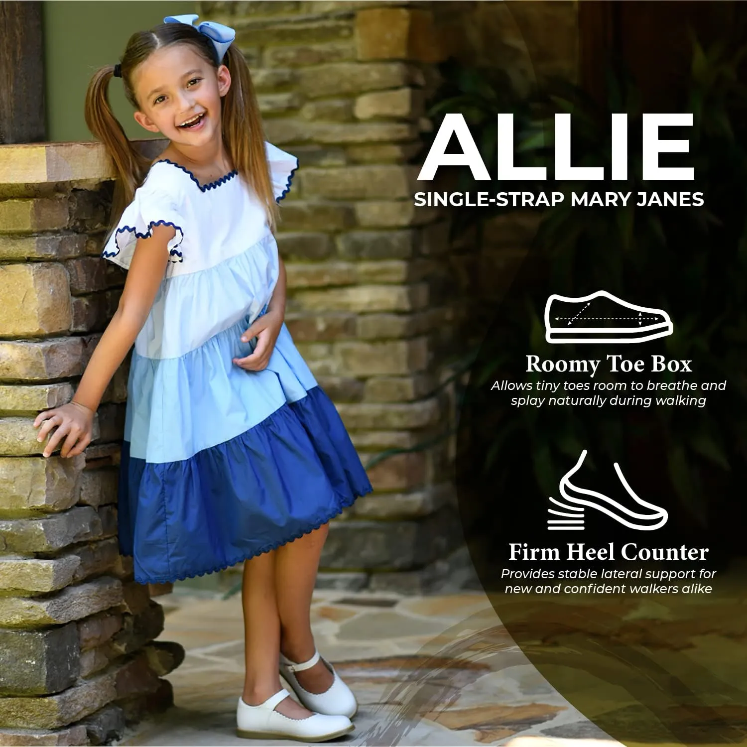 FOOTMATES Allie Leather Mary Jane Shoes for Girls - Girls Dress Shoes with Wide Toe Box, Comfort Insoles, and Non-Slip Non-Marking Outsoles