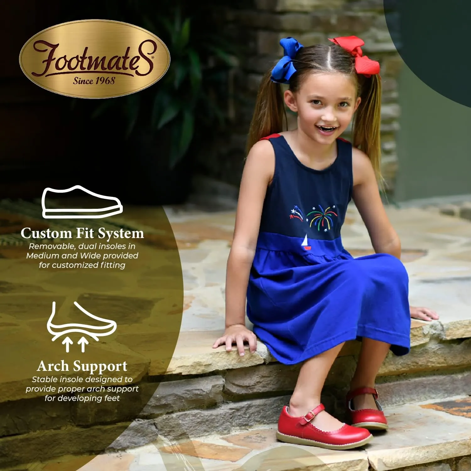 FOOTMATES Allie Leather Mary Jane Shoes for Girls - Girls Dress Shoes with Wide Toe Box, Comfort Insoles, and Non-Slip Non-Marking Outsoles