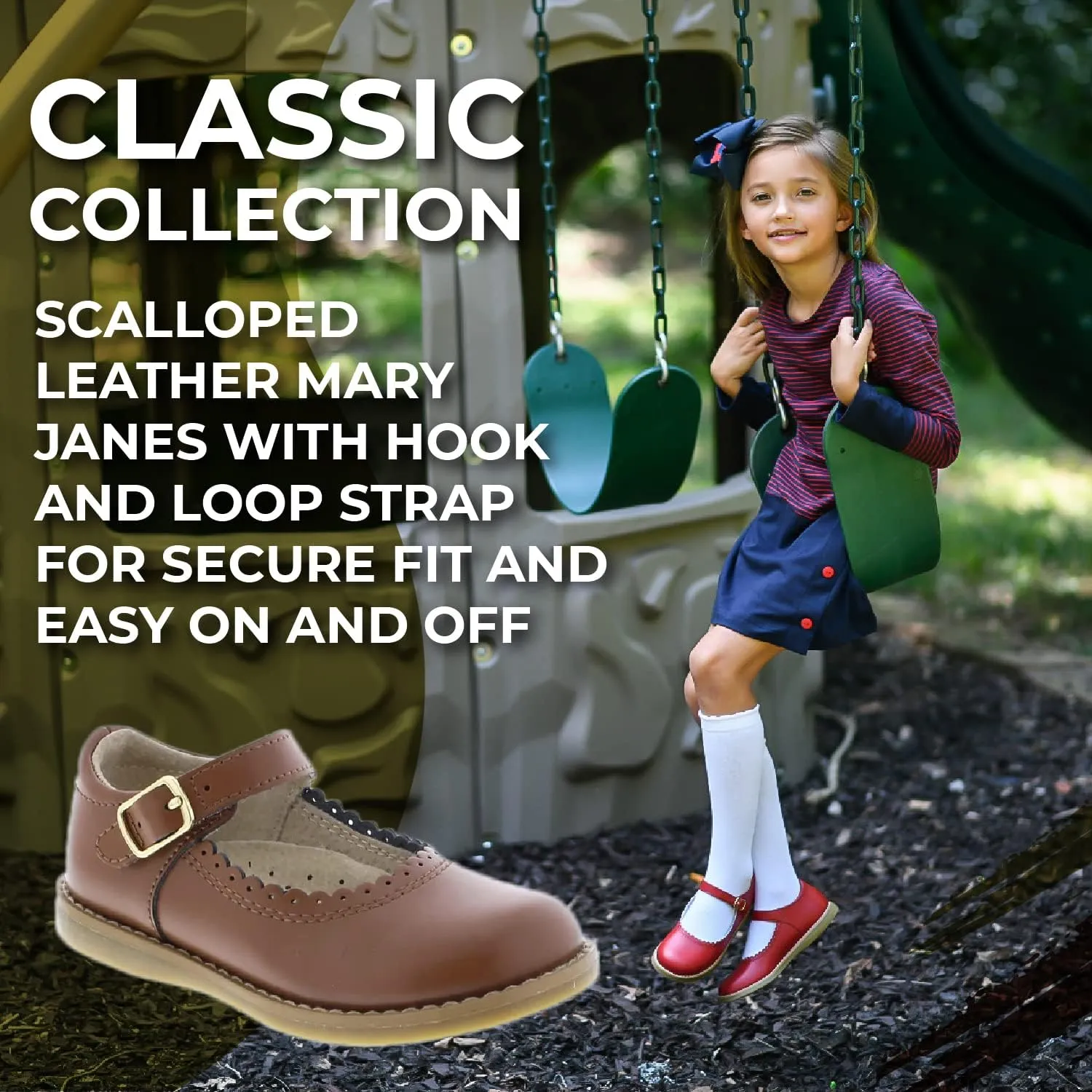FOOTMATES Allie Leather Mary Jane Shoes for Girls - Girls Dress Shoes with Wide Toe Box, Comfort Insoles, and Non-Slip Non-Marking Outsoles
