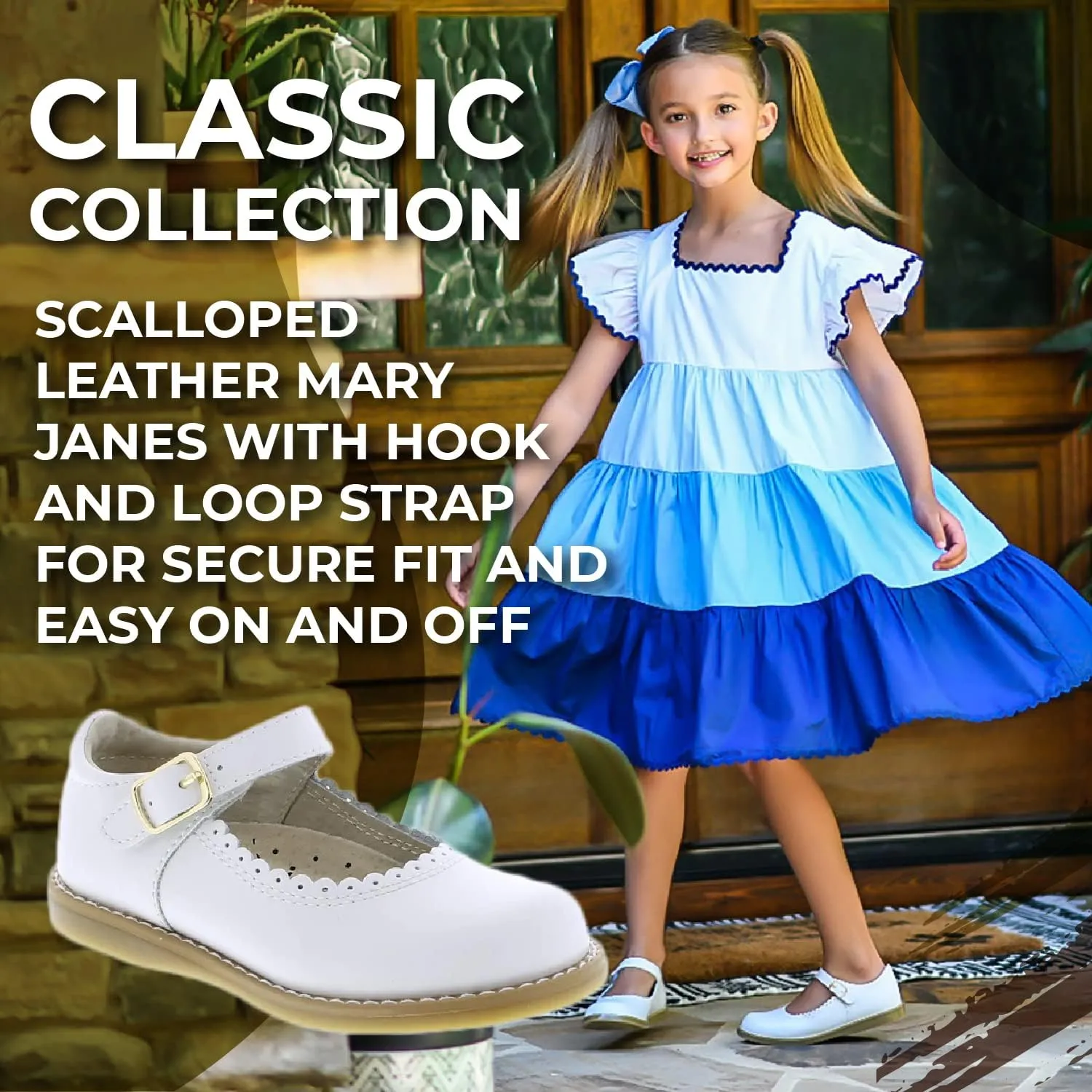 FOOTMATES Allie Leather Mary Jane Shoes for Girls - Girls Dress Shoes with Wide Toe Box, Comfort Insoles, and Non-Slip Non-Marking Outsoles