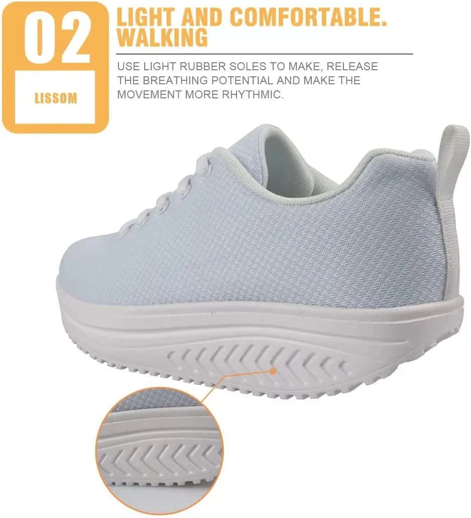 FOR U DESIGNS Women's Sneakers Platform Walking Shoes Casual Lace Up Running Shoes