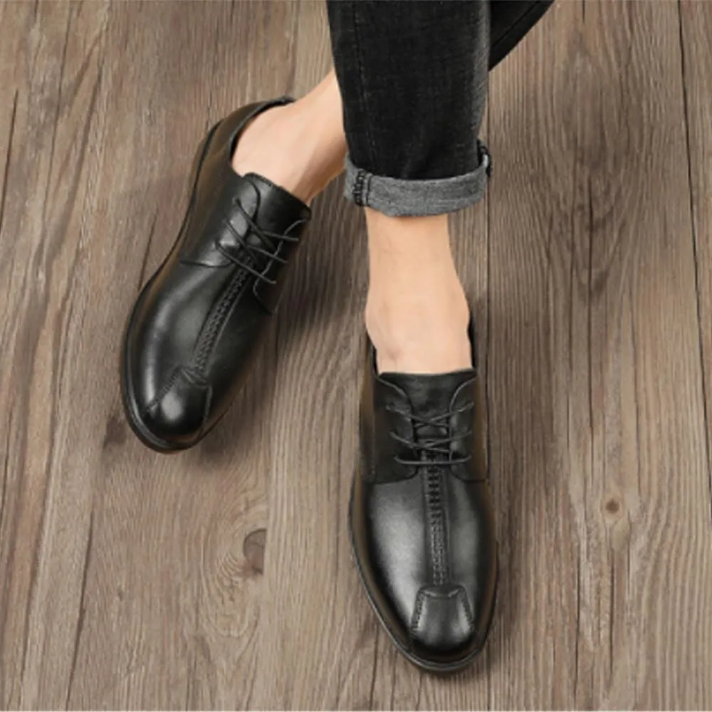 Formal Shoes Dress Oxford for Men Lace-up Outdoor Brogue Italian Leather Anti-Slip Slip Resistant Rubber Sole Working
