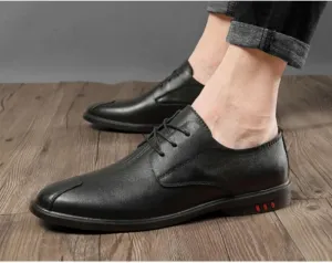 Formal Shoes Dress Oxford for Men Lace-up Outdoor Brogue Italian Leather Anti-Slip Slip Resistant Rubber Sole Working
