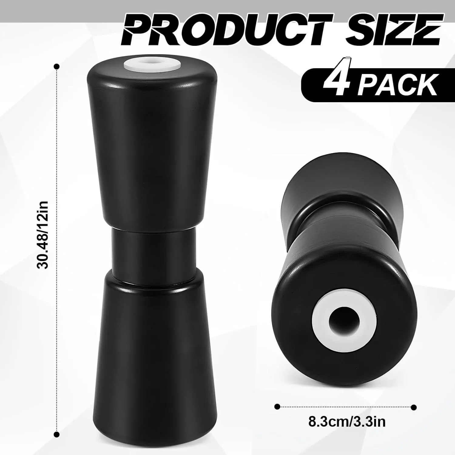 Frienda 4 Pcs Heavy Duty Boat Trailer Roller Robust Rubber Bow Roller Boat Trailer Bow Stop Boat Trailer Accessories Replacement Boat Trailer Parts Black Rubber Shaft Keel