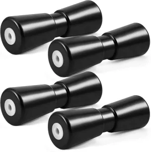 Frienda 4 Pcs Heavy Duty Boat Trailer Roller Robust Rubber Bow Roller Boat Trailer Bow Stop Boat Trailer Accessories Replacement Boat Trailer Parts Black Rubber Shaft Keel