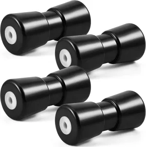 Frienda 4 Pcs Heavy Duty Boat Trailer Roller Robust Rubber Bow Roller Boat Trailer Bow Stop Boat Trailer Accessories Replacement Boat Trailer Parts Black Rubber Shaft Keel