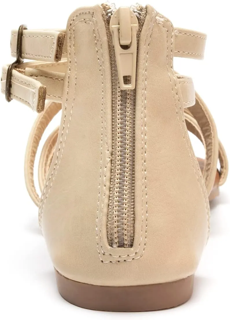 FUNKYMONKEY Girls Gladiator Strap Sandals Flat Fisherman Thong Cross Strappy Sandals