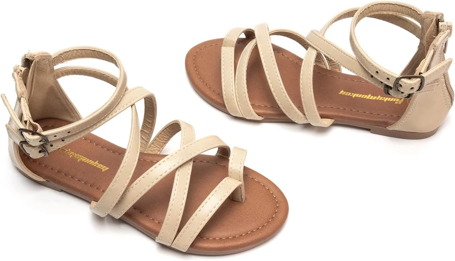 FUNKYMONKEY Girls Gladiator Strap Sandals Flat Fisherman Thong Cross Strappy Sandals