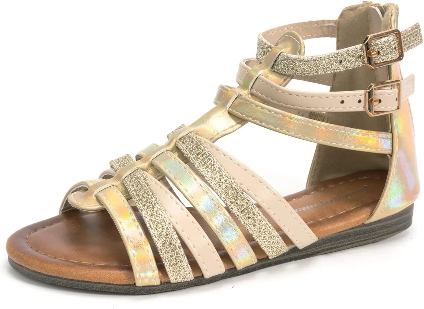 FUNKYMONKEY Girls Gladiator Strap Sandals Flat Fisherman Thong Cross Strappy Sandals