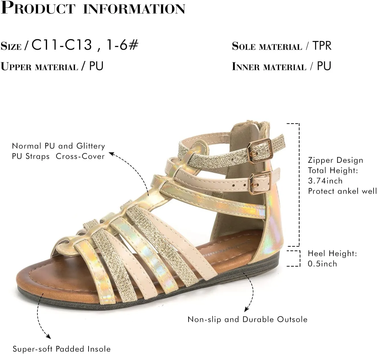 FUNKYMONKEY Girls Gladiator Strap Sandals Flat Fisherman Thong Cross Strappy Sandals
