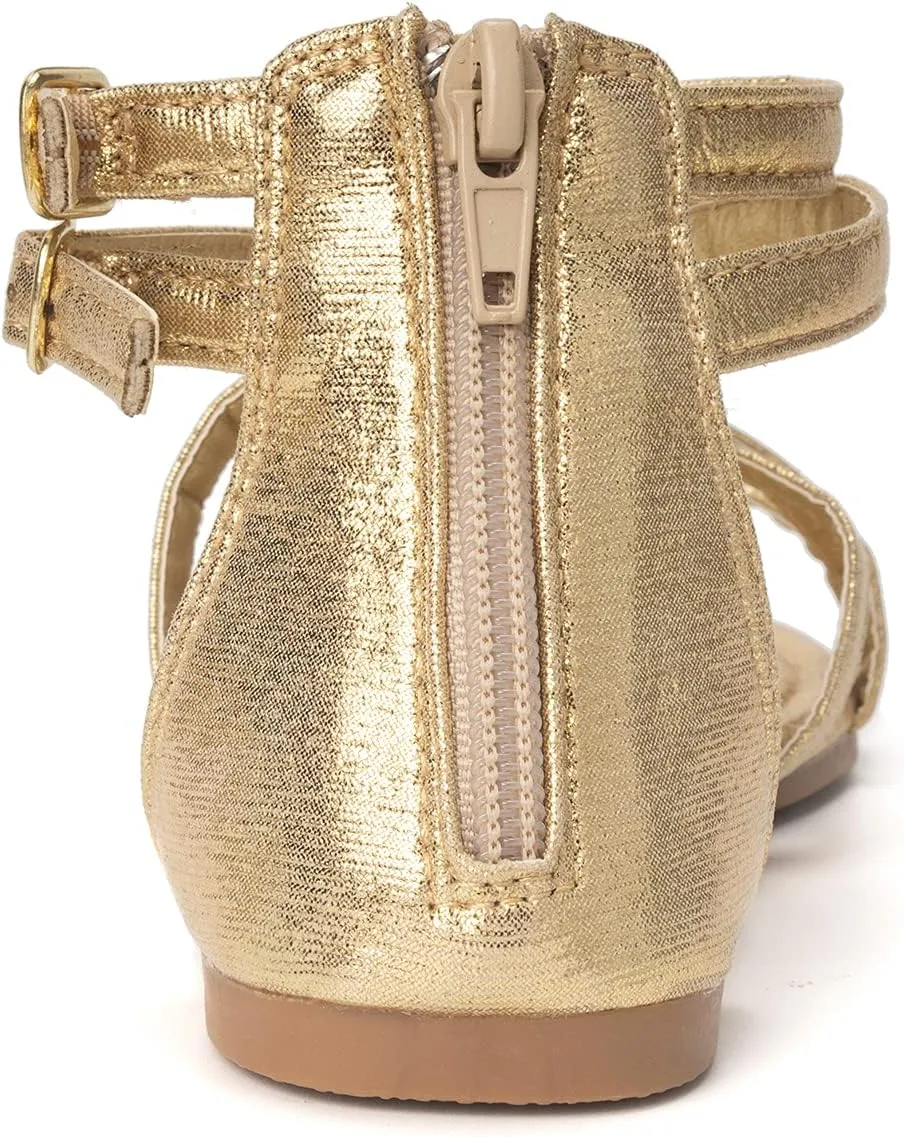 FUNKYMONKEY Girls Gladiator Strap Sandals Flat Fisherman Thong Cross Strappy Sandals