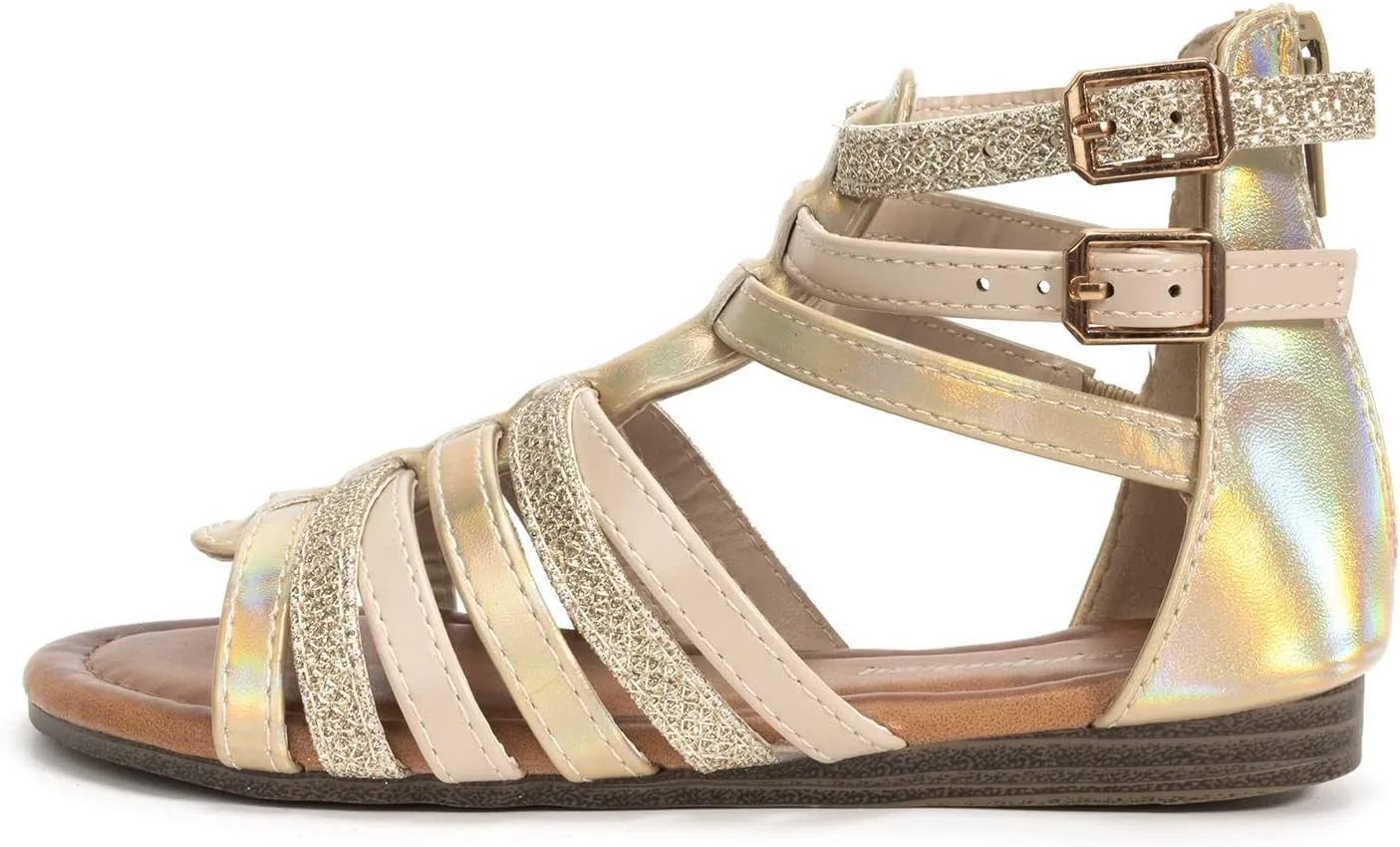 FUNKYMONKEY Girls Gladiator Strap Sandals Flat Fisherman Thong Cross Strappy Sandals