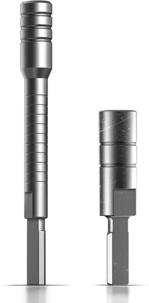 Galvanox Flat-end Bit Driver Extender and Hex Adapter Designed for Leatherman Multi-Tools, Hardened 1/4" Hex Adapter and Bit-kit Extension Screwdriver, Brushed Steel (2PC Add On Accessories Set)