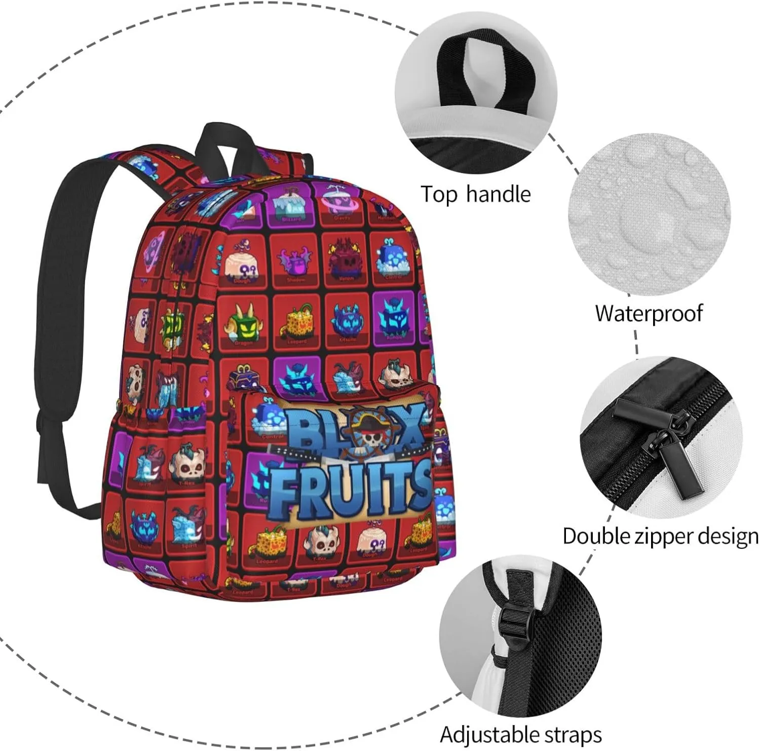 Game Box Backpack Fruits Games Bookbag With Multiple Pockets Casual Fruits Laptop Backpack for Travel Picnic Outdoor