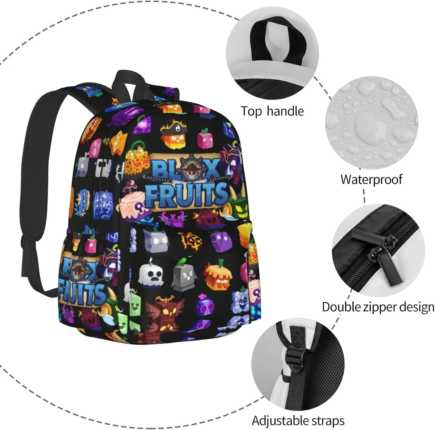 Game Box Backpack Fruits Games Bookbag With Multiple Pockets Casual Fruits Laptop Backpack for Travel Picnic Outdoor