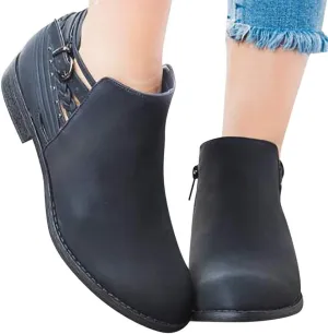 Gibobby Womens Ankle Boots no Heel Women's Combat Style lace up Ankle Bootie
