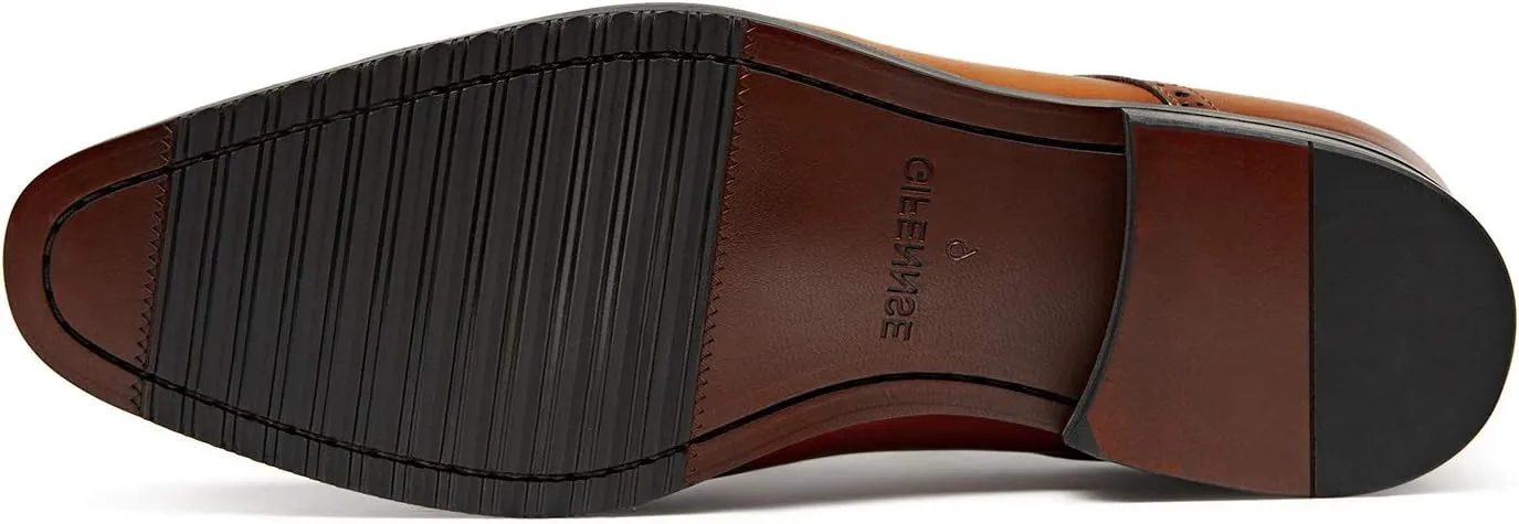 GIFENNSE Men's Dress Shoes Classic Calfskin Leather Wedding Oxford Formal Shoes