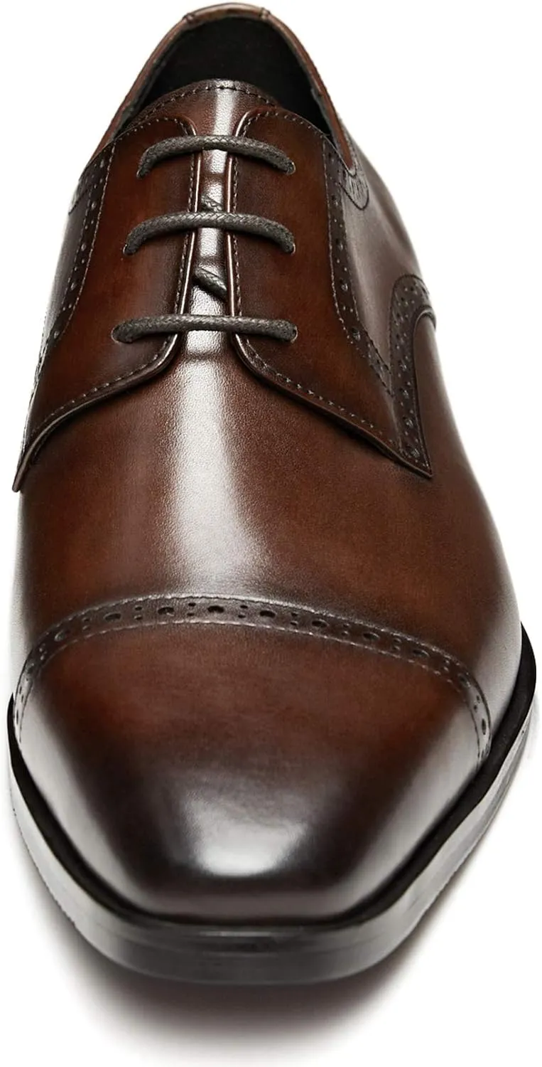 GIFENNSE Men's Dress Shoes Classic Calfskin Leather Wedding Oxford Formal Shoes