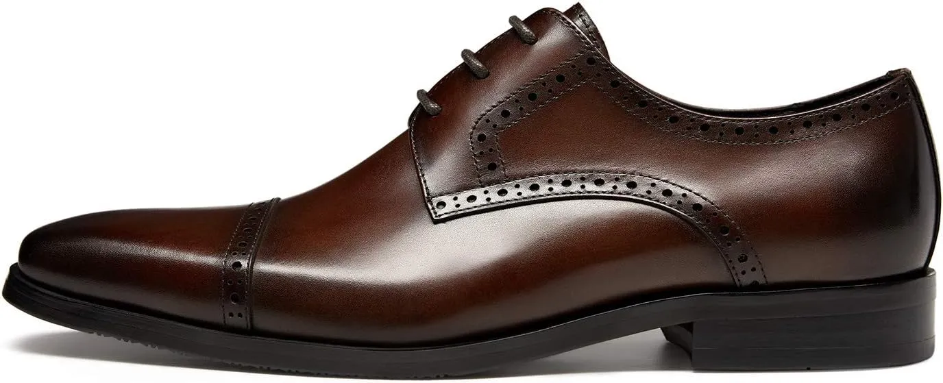 GIFENNSE Men's Dress Shoes Classic Calfskin Leather Wedding Oxford Formal Shoes