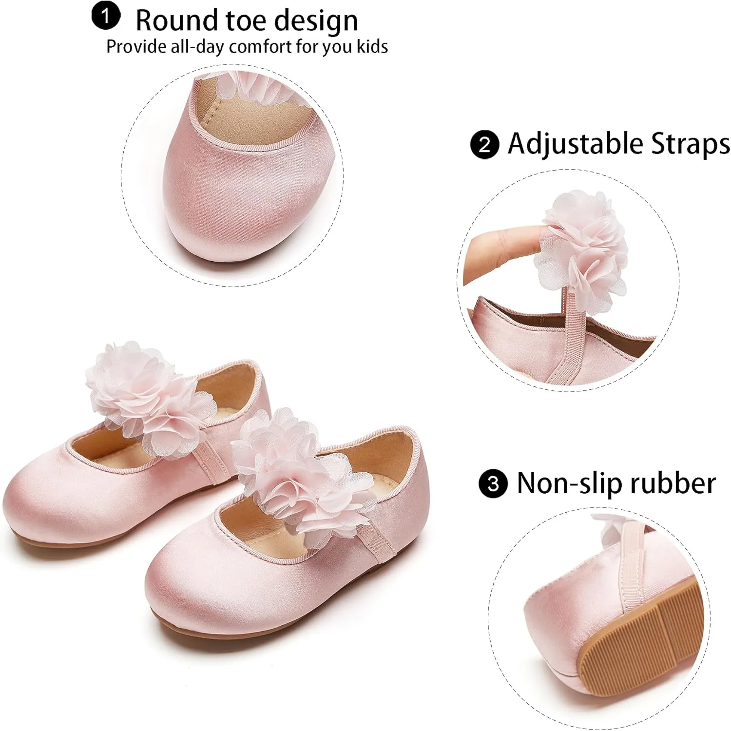 GINFIVE Toddler Girls Mary-Jane Little Girls Slip On Shoes Glitter Ballerina Flats Toddler