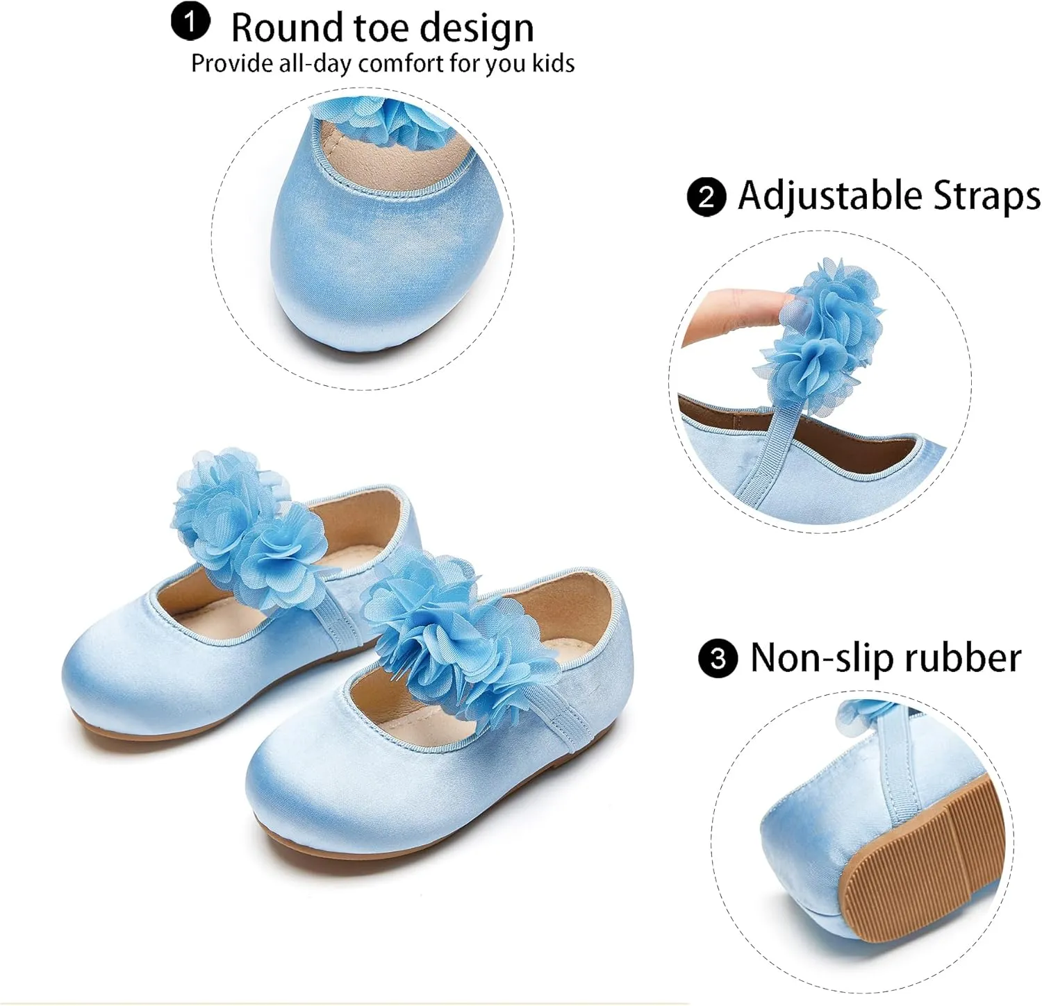 GINFIVE Toddler Girls Mary-Jane Little Girls Slip On Shoes Glitter Ballerina Flats Toddler