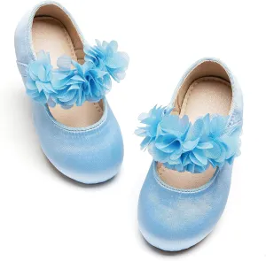GINFIVE Toddler Girls Mary-Jane Little Girls Slip On Shoes Glitter Ballerina Flats Toddler