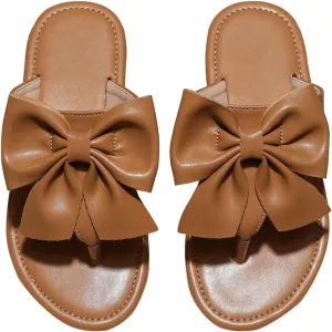 GORGLITTER Girl's Bow Flats Sandals Cute Flip Flops Dress Shoes