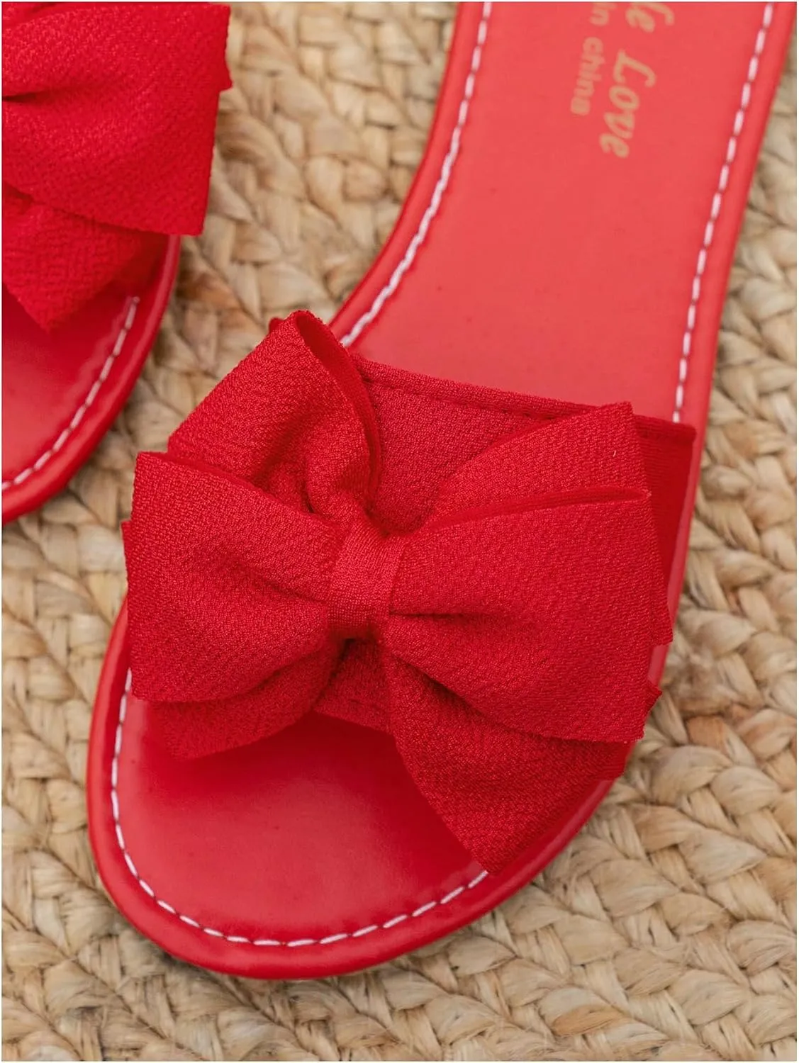 GORGLITTER Women's Bow Sandals Dressy Summer Open Toe Slip On Slides Vacation Beach Flat Sandals