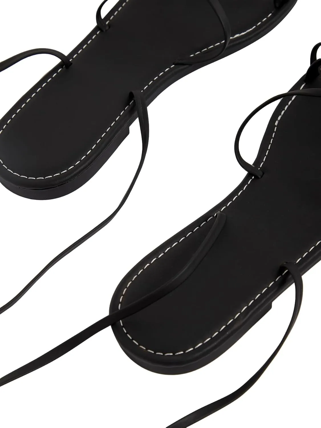 GORGLITTER Women's Lace Up Flat Sandals Strappy Tie Up Open Toe Dressy Slide Sandals