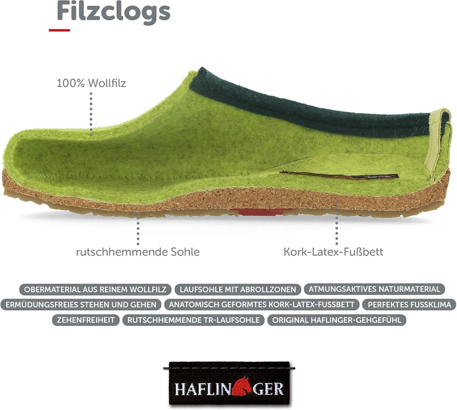 HAFLINGER Women's GZL Boat Shoe Trimmed Wool Clogs