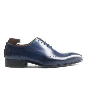 Hand-Painted Navy Burnished Oxford Shoes