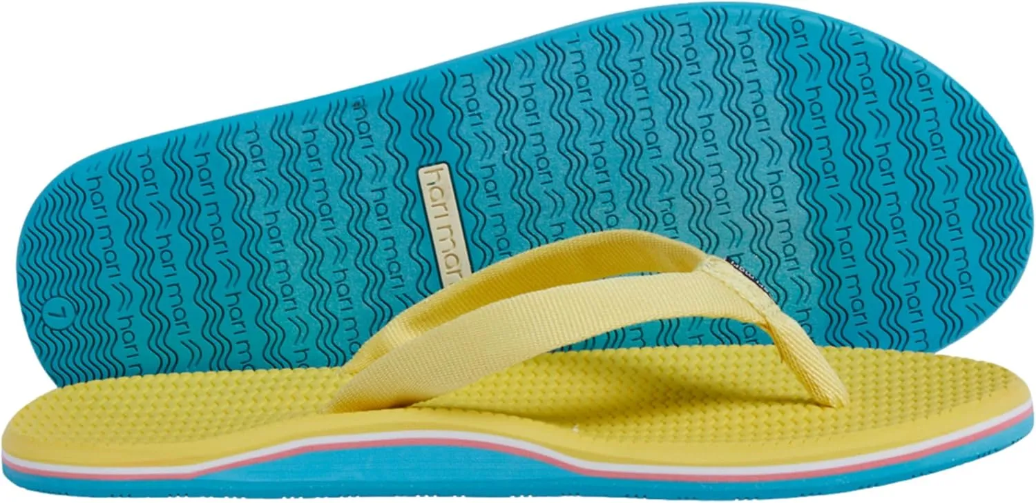 Hari Mari- Dunes- Women's Waterproof Boat Safe Colorful Rubber Flip Flops- No Break Ins, Firm Arch Support, Antimicrobial, and Floats in Water